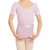 CADC capezio childs cotton short sleeves ballet leotard with satin belt