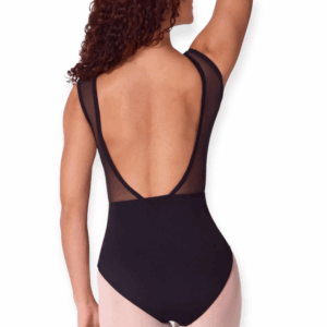 Asymmetrical Boat Neck Leotard Black3