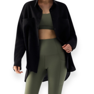 Λινό Oversized Πουκάμισο Lina Μαύρο