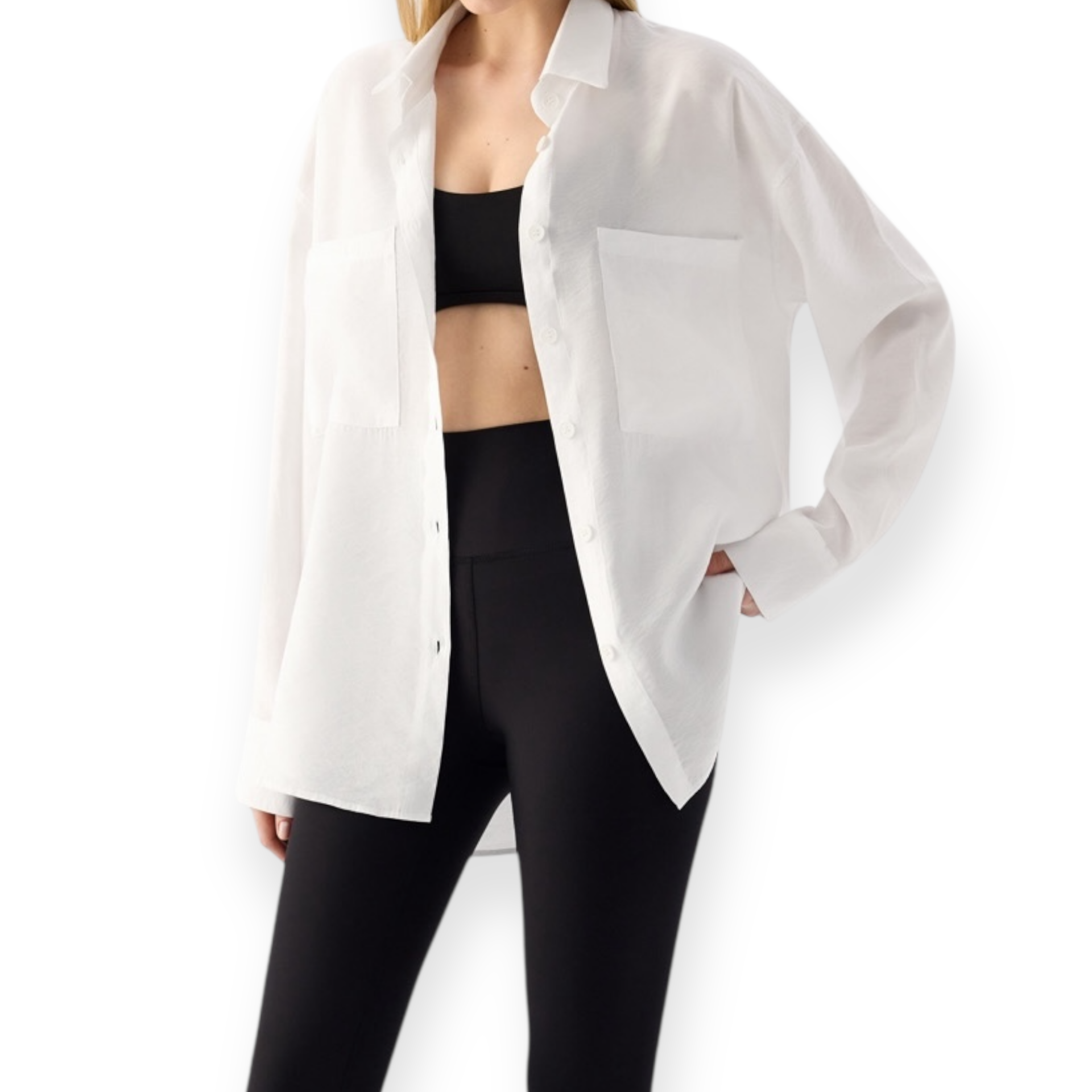 Λινό Oversized Πουκάμισο Lina Άσπρο