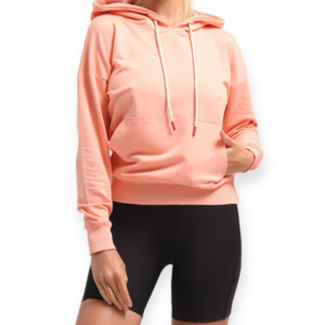 Μακρύ Oversized Φούτερ με Κουκούλα Σομόν